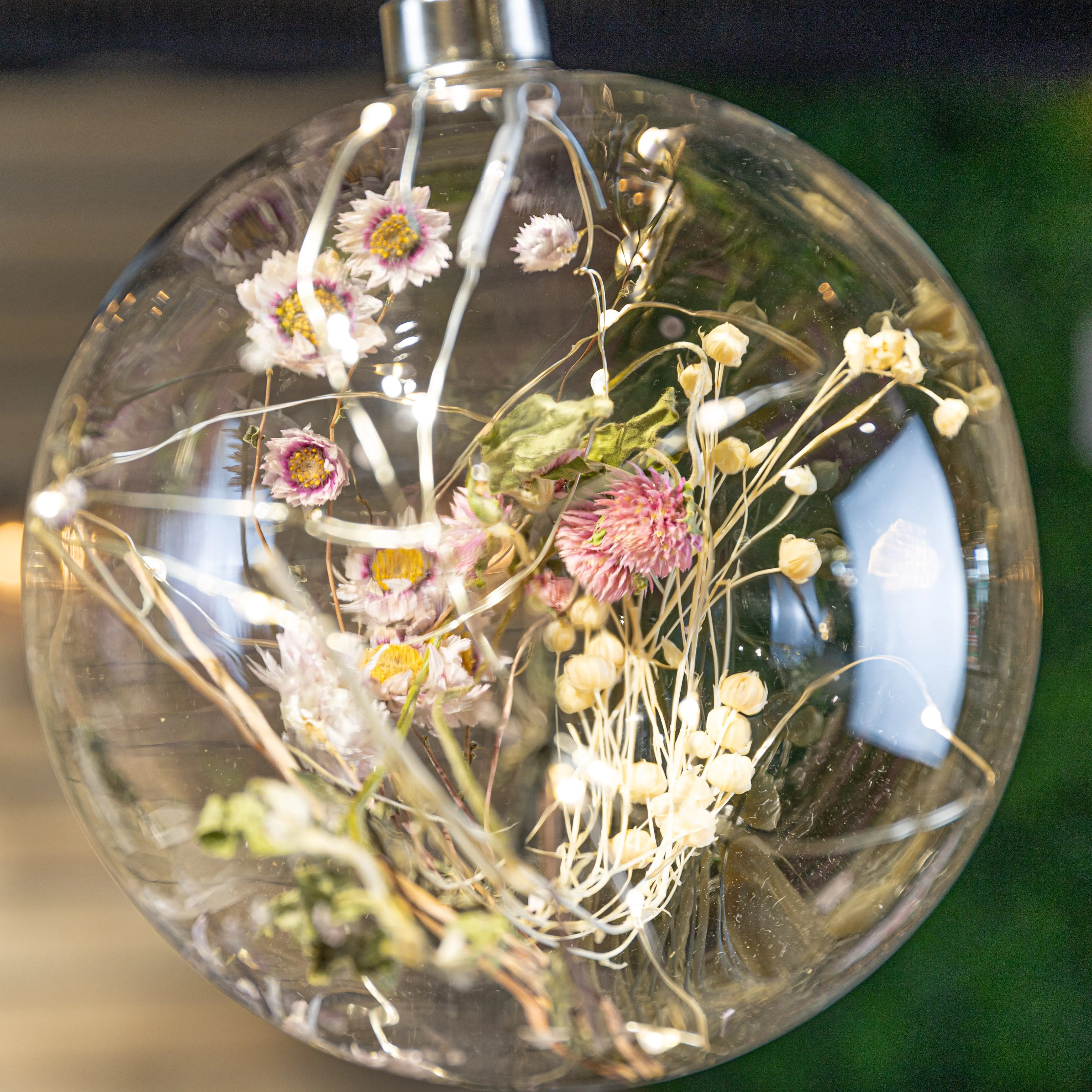 Warm White Translucent Micro LED Glass Bauble - 14cm