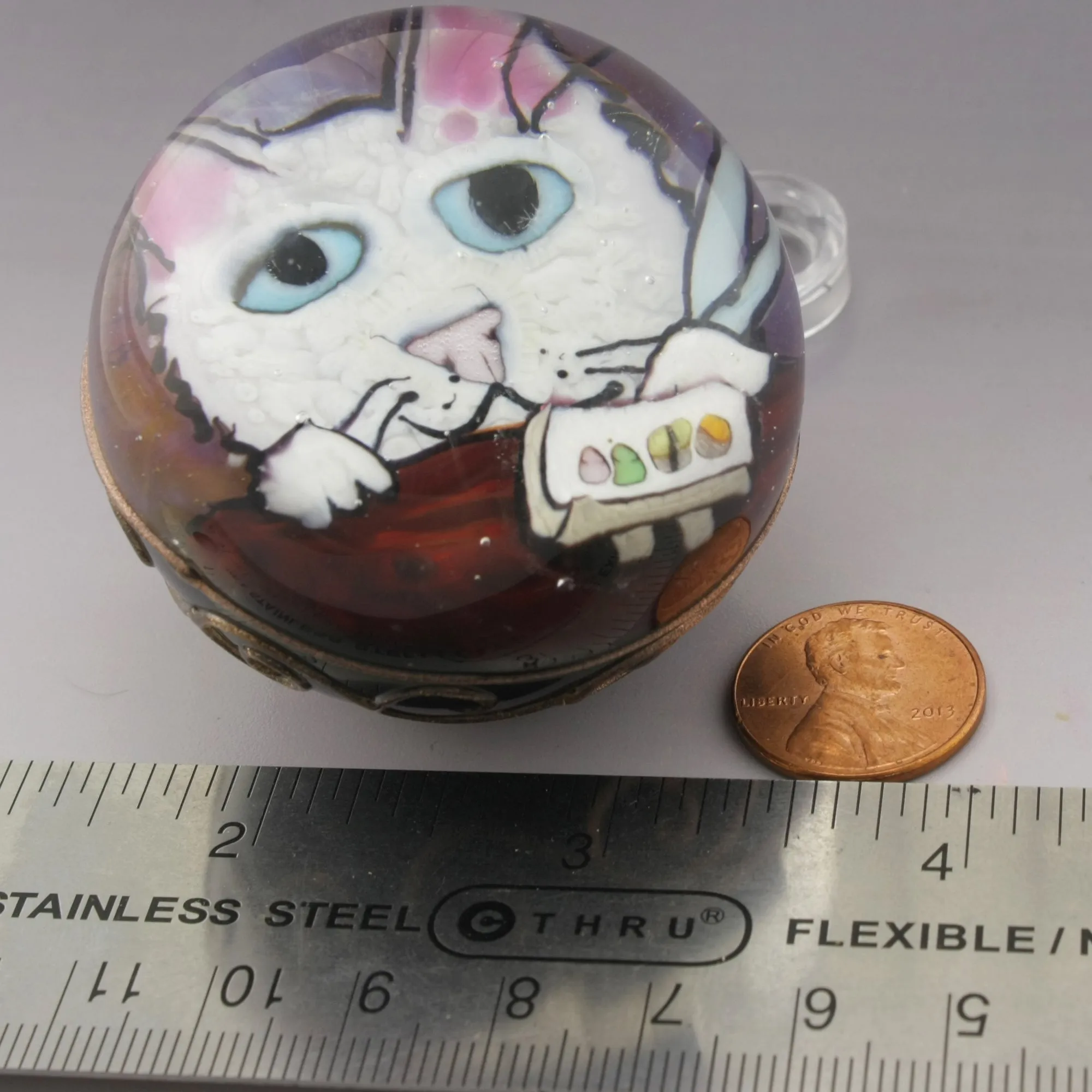 White Fluffy Kitty seated at the Sushi Bar with his Nigiri Tray 126