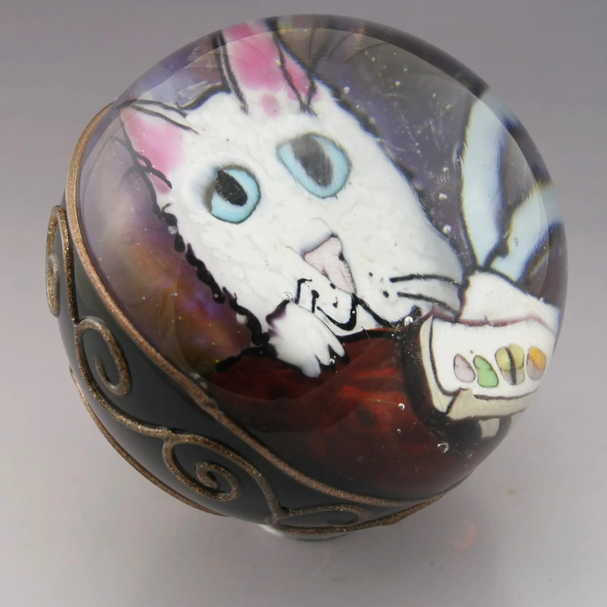 White Fluffy Kitty seated at the Sushi Bar with his Nigiri Tray 126