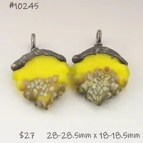 Yellow Etched Raku Leaves with Copper Electroforming