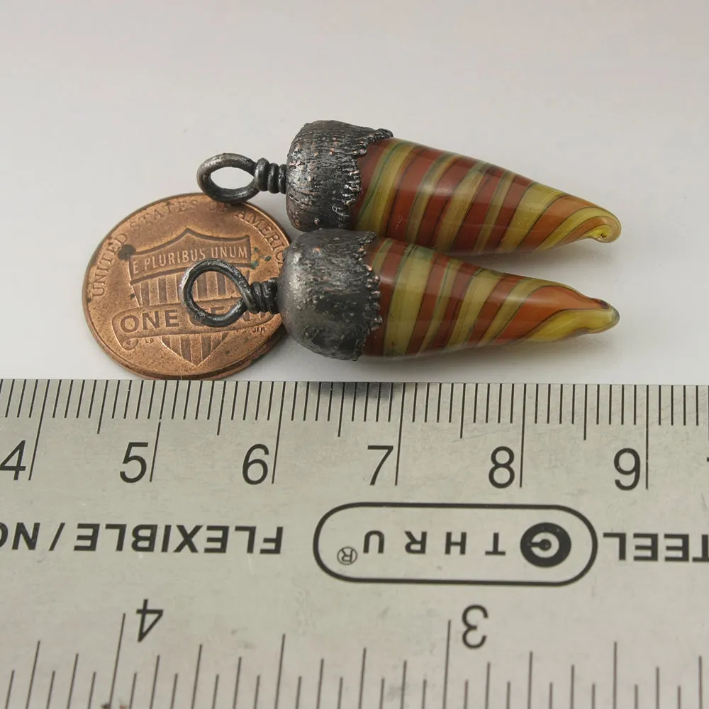Yellow Orange Goldstone Twist Daggers with Copper Electroforming