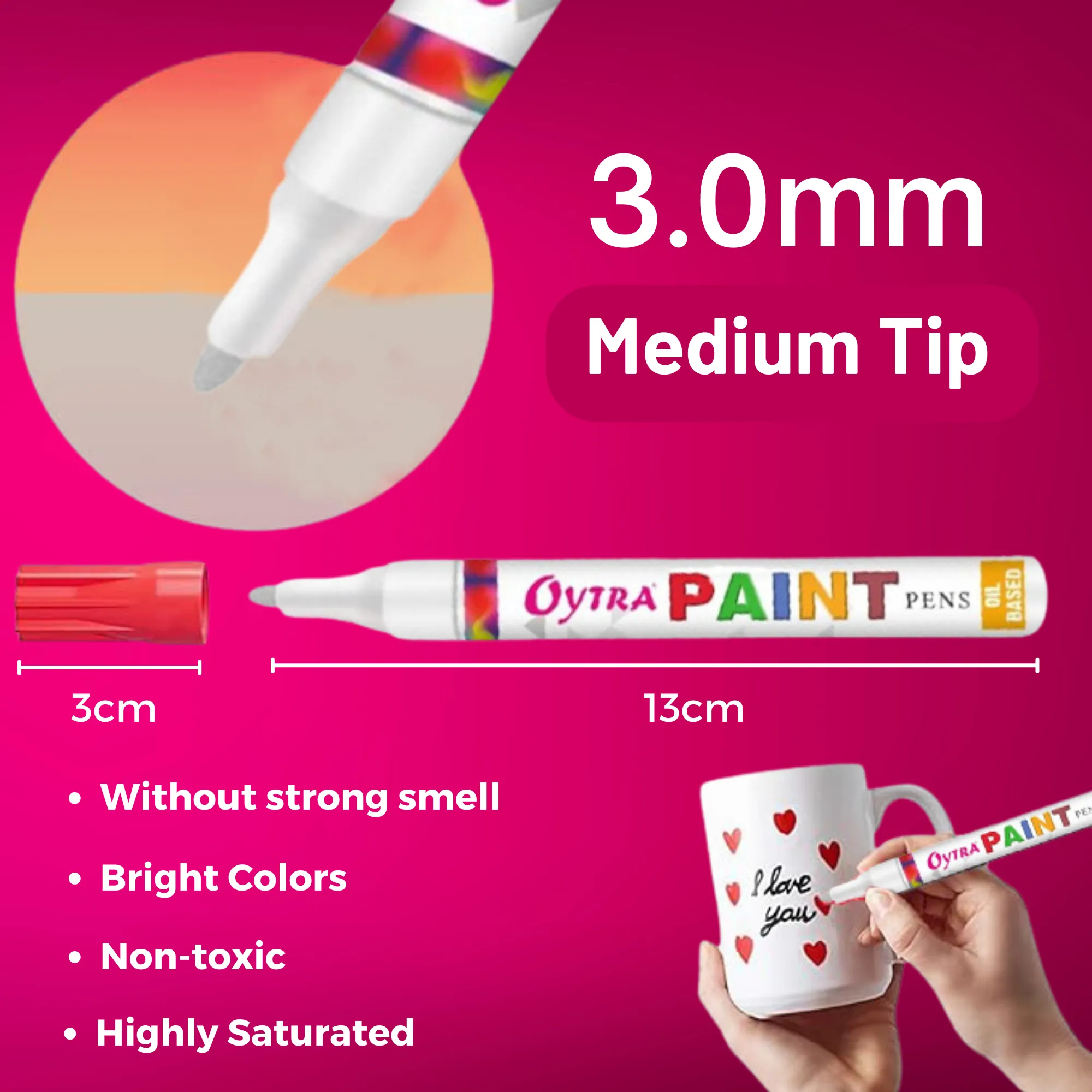 Yellow Paint Permanent Marker Pen Set of 6
