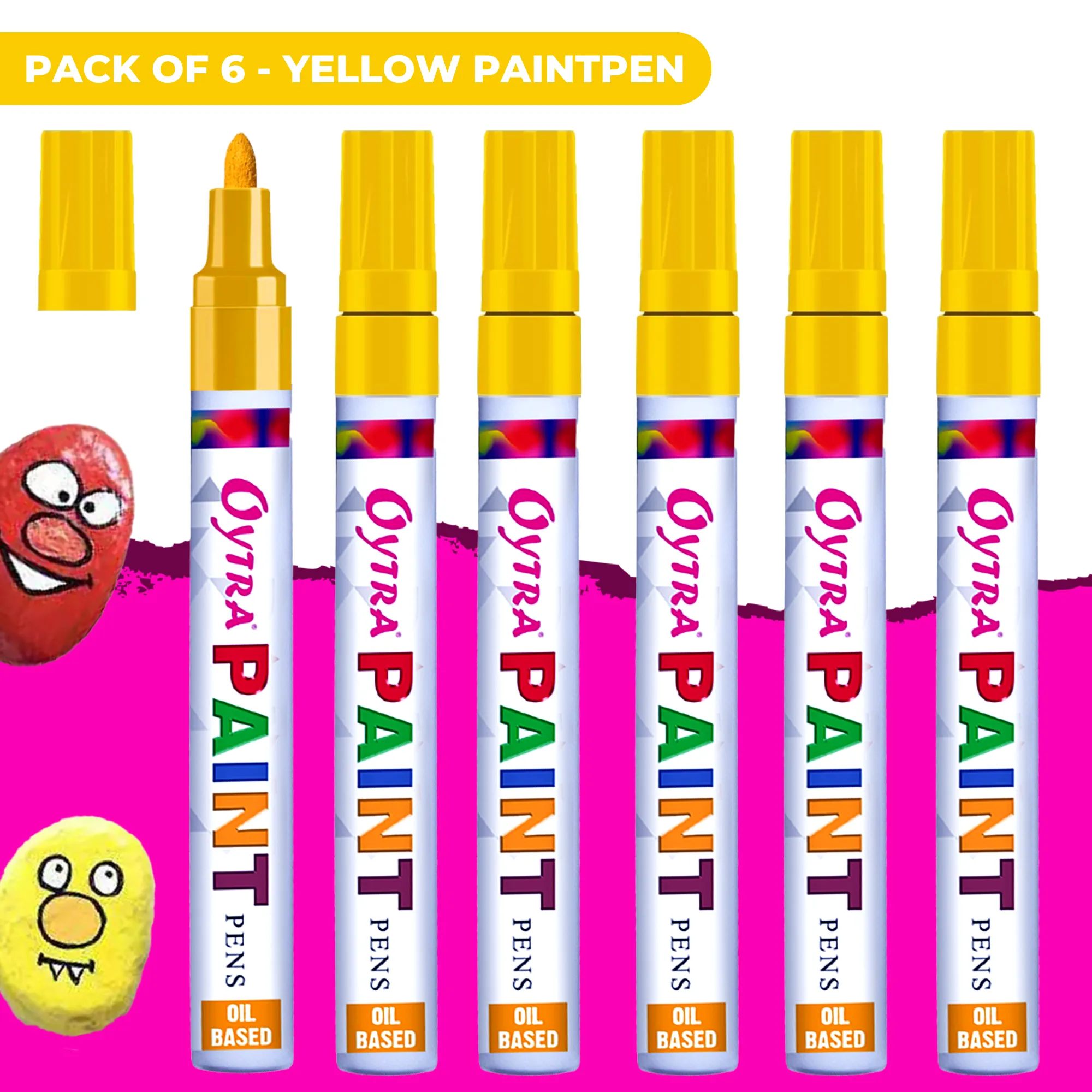 Yellow Paint Permanent Marker Pen Set of 6