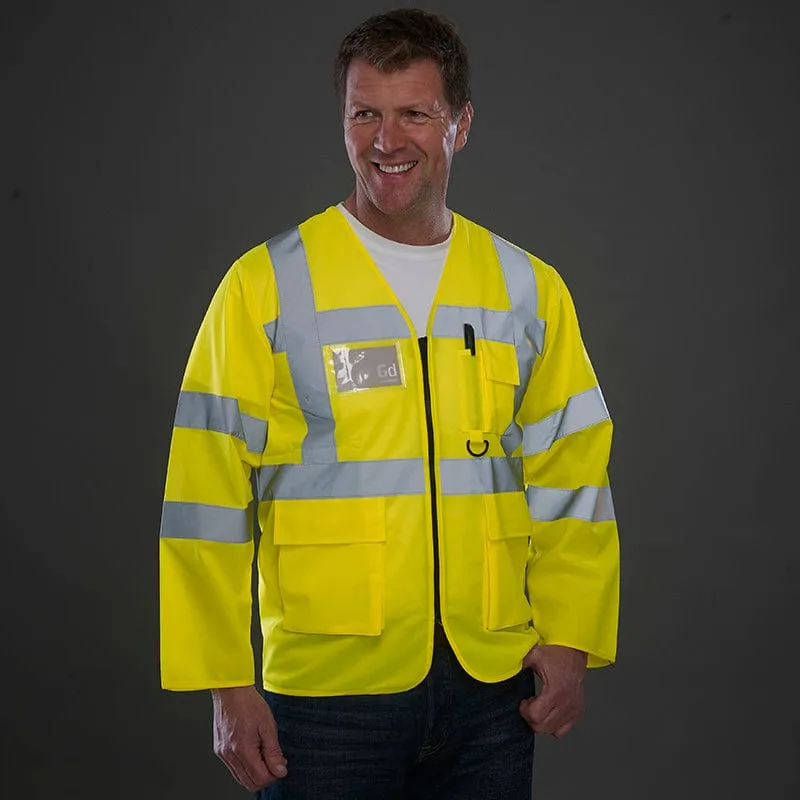 Yoko Hi Vis Executive Long Sleeve Zip Up Waistcoat Vest