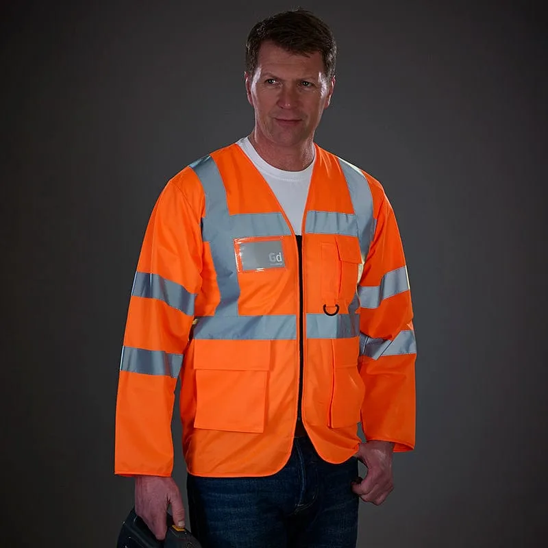 Yoko Hi Vis Executive Long Sleeve Zip Up Waistcoat Vest